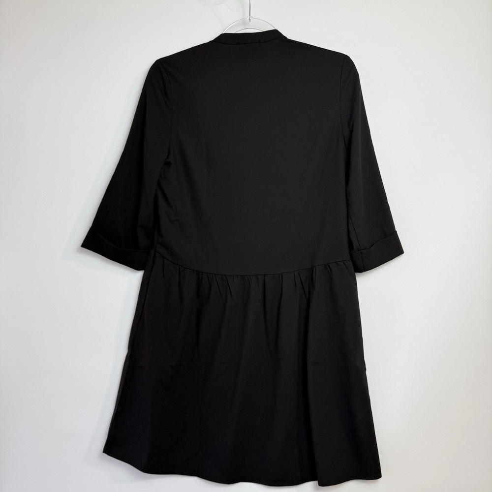 Tuckernuck Royal Shirt Dress Women's XXS Black Stretch Crepe Mini $148 Y24227T - Picture 6 of 14
